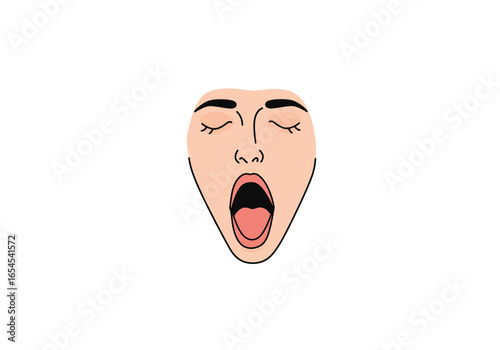 Stylized Illustration of a Wide Open Mouth and Face.