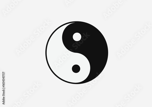 Yin and Yang Symbol: Circular Black and White Taoist Design.