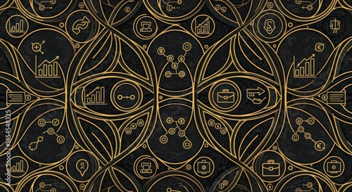 Wallpaper Mural Gold and Black Geometric Pattern: Seamless Textile Design, Luxury Repeat Background, Elegant Wallpaper Texture Torontodigital.ca