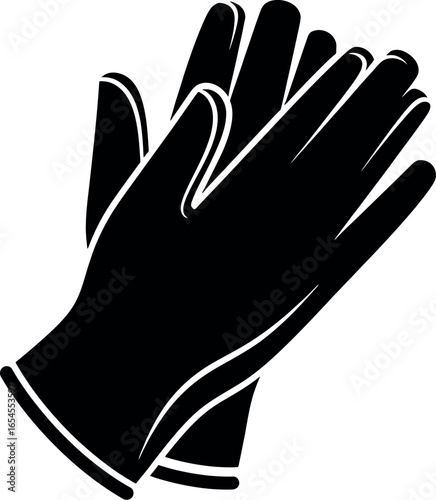 Vector art of black silhouette of a pair of gloves, isolated on a white background transparent background