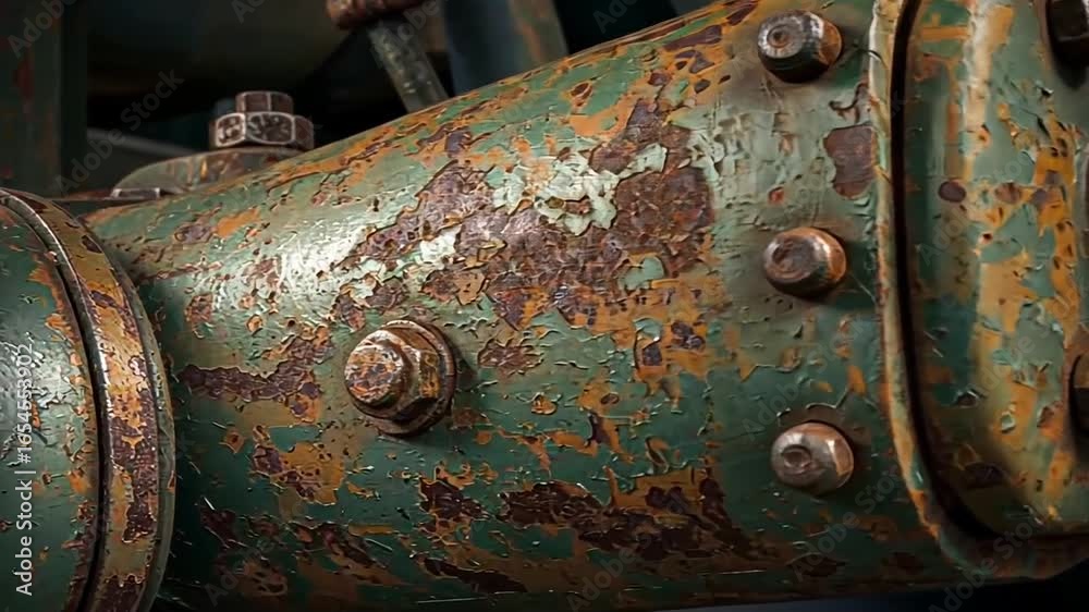 Rusty machinery with bolts and peeling paint detail Rusty machinery with bolts and peeling paint detail