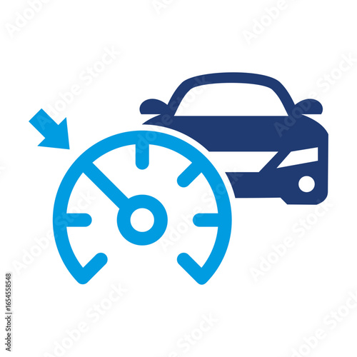 Adaptive Cruise Control Icon Vector Illustration Blue Version