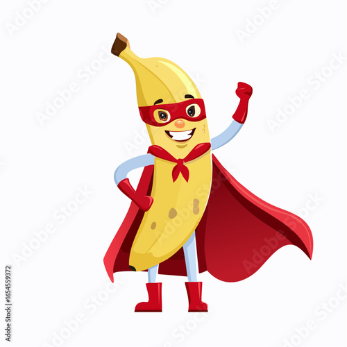 Superhero Banana A Whimsical Illustration of a Fruit with a Cape, Mask, and Boots