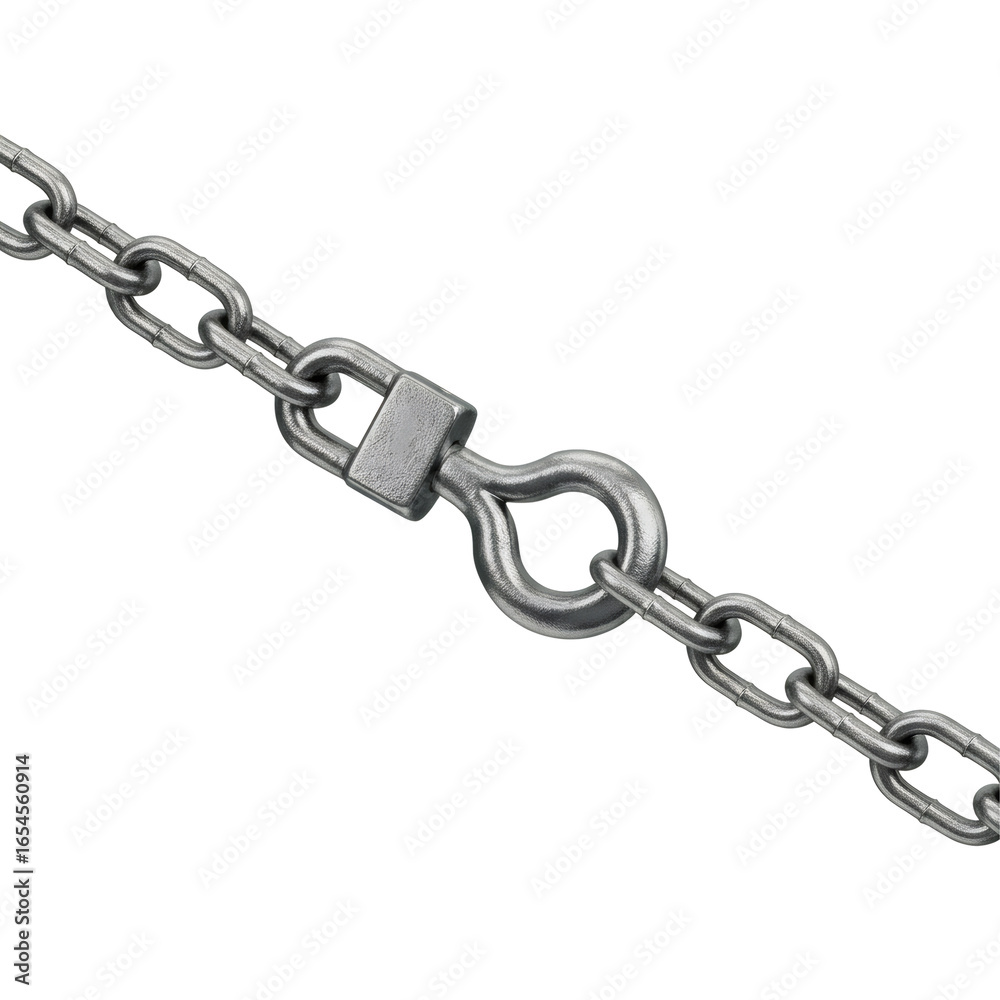 Obraz premium シルバーチェーンの分離背景クローズアップ接続の詳細フックリンク