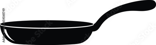 Simple black frying pan, cooking utensil for food preparation concept