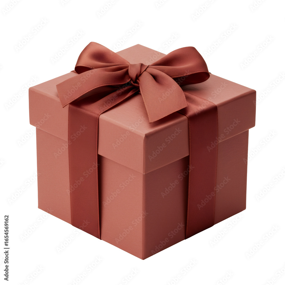 Obraz premium Elegant Rose Gift Box With Brown Ribbon Isolated on Transparent Background