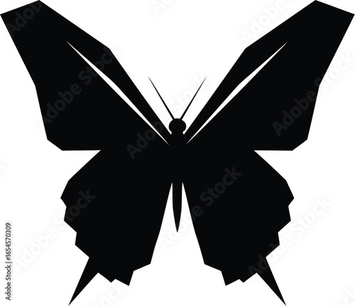 Geometric butterfly, stylized insect with sharp edges, modern design