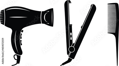 Black Hairdressing Tools, Hairdryer, Straightener