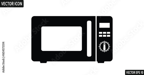 Black microwave oven appliance, kitchen equipment on a transparent field