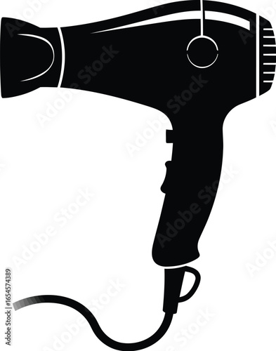 Sleek hair dryer silhouette for beauty, fashion, and style applications