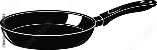 Black frying pan, kitchen utensil for cooking and food preparation