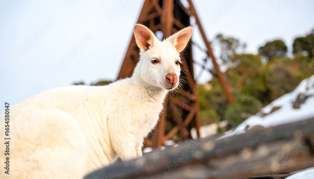 Obraz premium White kangaroo in winter landscape