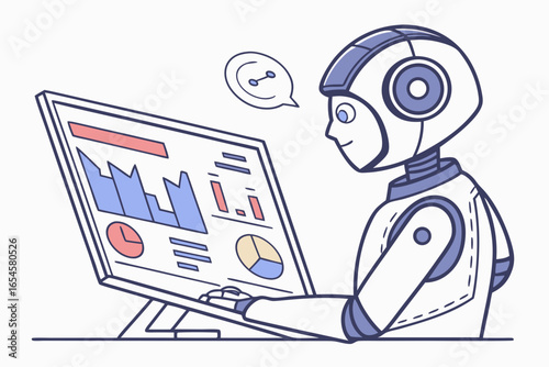 Robot using a computer with financial charts android