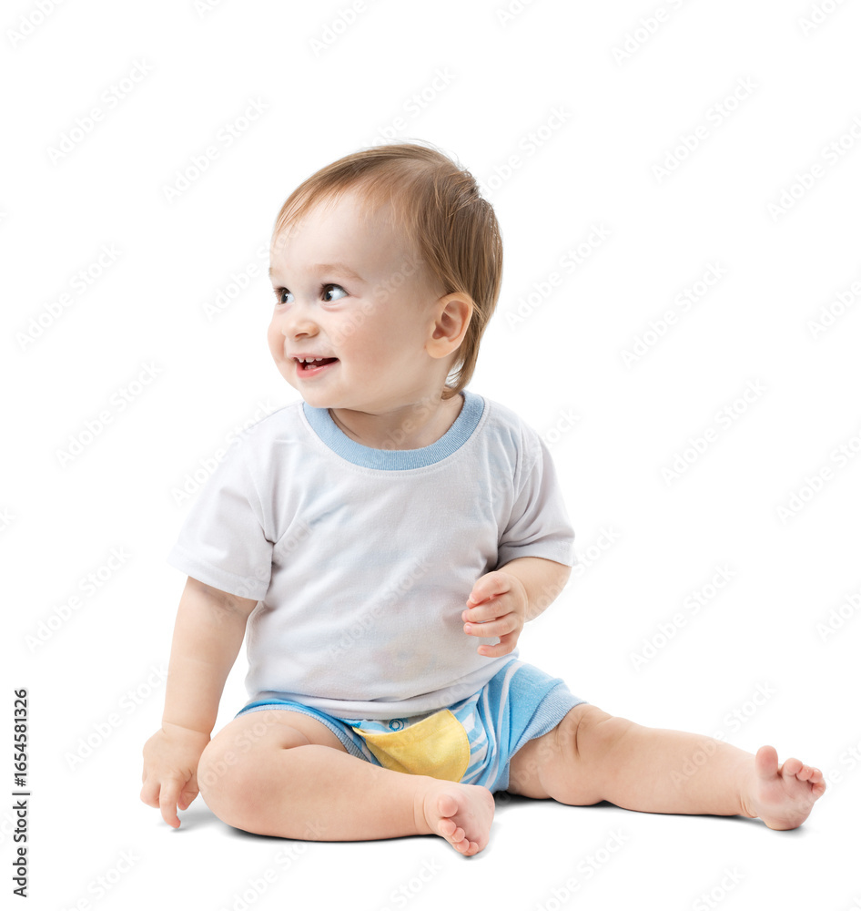Smiling Baby Sitting on Transparent Background Smiling Baby Sitting on Transparent Background