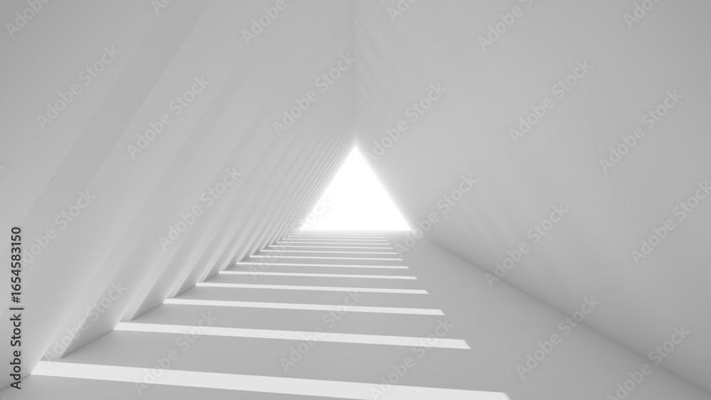 Fototapeta premium White triangular modern futuristic sci-fi corridor