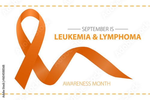 Leukemia Awareness Month. The ribbon is orange, highlighted on a white background. Vector illustration