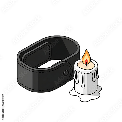 Black armband with candle, symbolizing mourning, grief, and tribute.