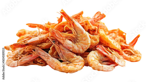 Dried shrimp piled high on a bright, transparent background for culinary inspiration