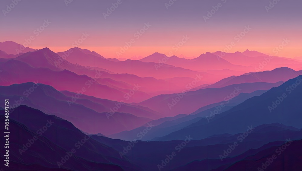 Obraz premium Misty mountain range at sunrise (2)