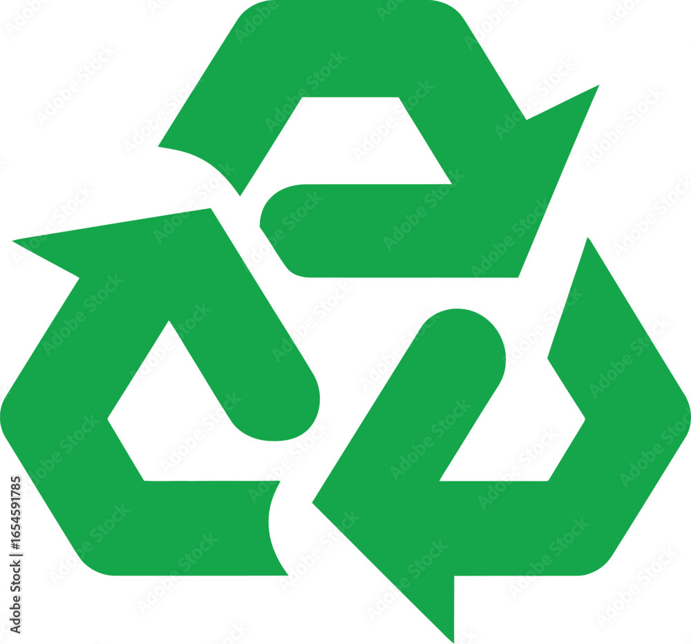 Obraz premium Green recycle symbol showing three arrows forming a triangle for environmental conservation and sustainability