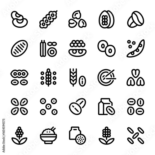 Legumes, Cereal icons. Pixel perfect 32x32px.