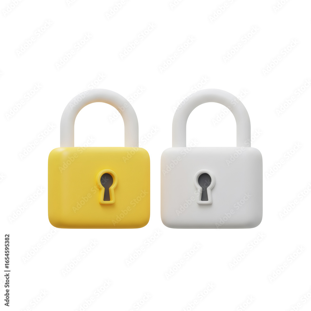 Two Colorful Padlocks Isolated on Transparent Background Demonstrating Security Two Colorful Padlocks Isolated on Transparent Background Demonstrating Security