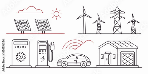 Sustainable energy and eco friendly lifestyle flat vector illustration concept