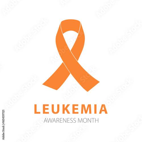 Leukemia Awareness Month. The ribbon is orange, highlighted on a white background. Vector illustration