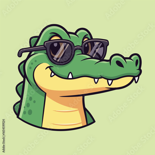 Cute alligator cartoon vector icon illustration animal nature icon isolated flat