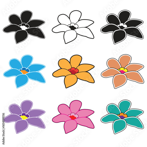 Set of six petal flower icons