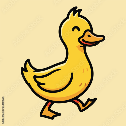 Cute duckling cartoon vector icon illustration animal nature icon isolated flat
