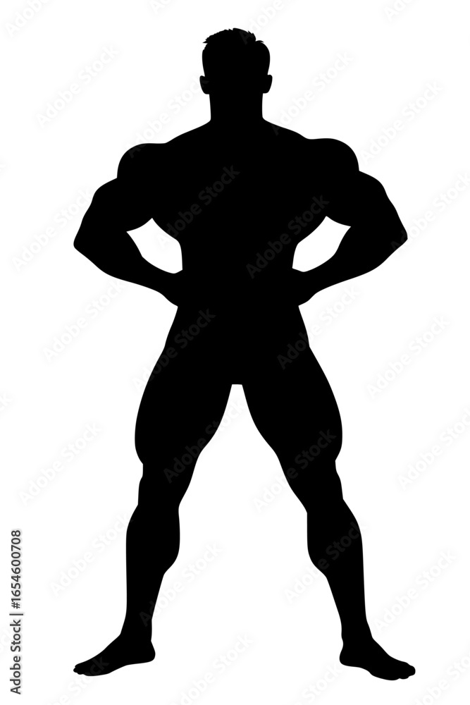 Fototapeta premium Silhouette of Muscular Man, Bodybuilder Pose