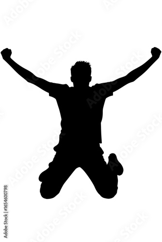 Silhouette of a Man Celebrating a Victory