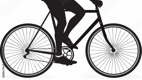 Silhouette of a cyclist riding a bicycle with visible wheels and pedal in a side view image