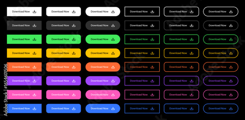 A set of button UI elements in different color styles