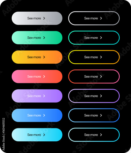 A set of button UI elements in different color styles