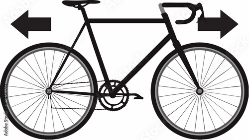 Illustration of a bicycle with arrows indicating direction on a white background vector image