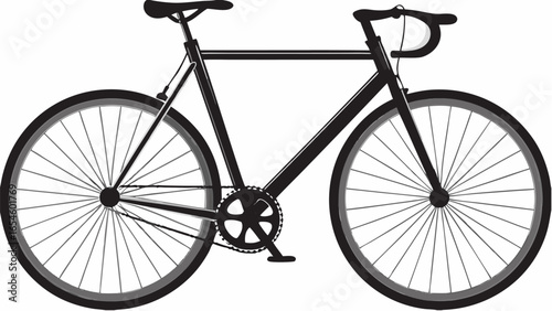 Silhouette of a black fixed gear bicycle with drop handlebars and thin spoked wheels on white background
