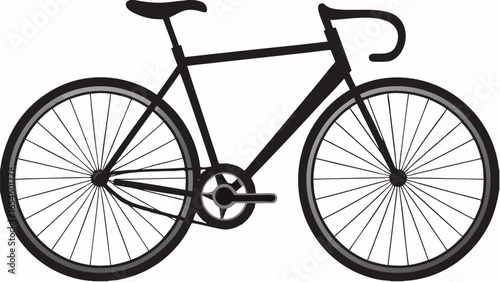 Illustration of a black bicycle with thin tires and curved handlebars on a white background