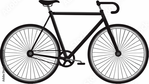 Illustration of a black bicycle with thin tires and curved handlebars on a white background design art
