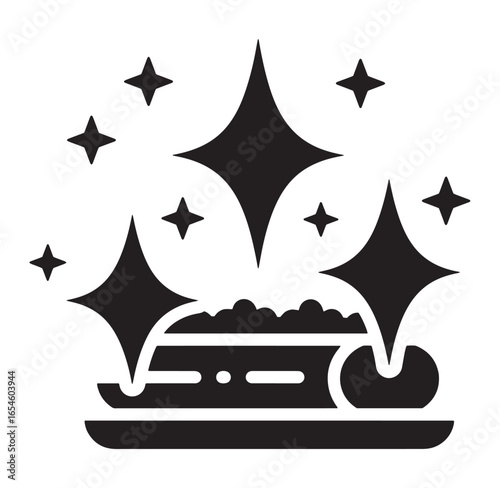 Cleanliness and purity symbolized by sparkling dish soap vector silhouette illustration