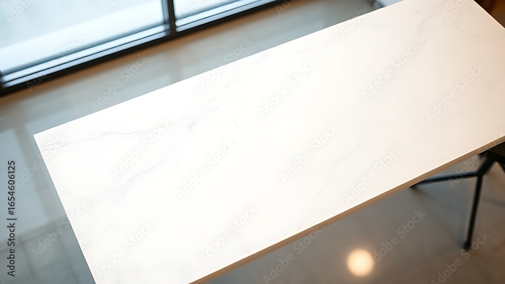 Obraz premium A sleek marble tabletop with a smooth surface, viewed from a 45-degree angle.