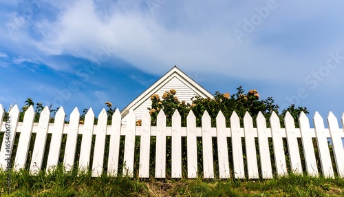 White picket fence and house