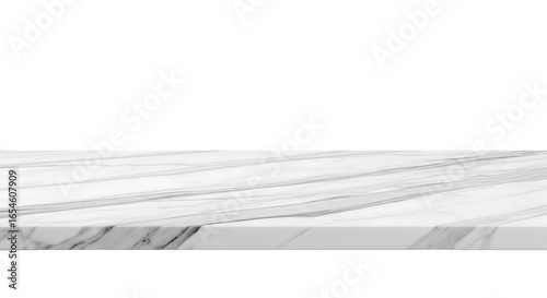 White marble stone tabletop or counter perspective view for product display. Isolated on transparent background, png