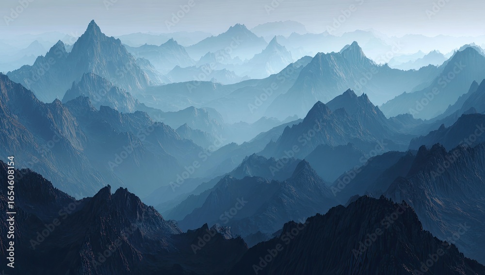 Fototapeta premium Panoramic view of misty mountains