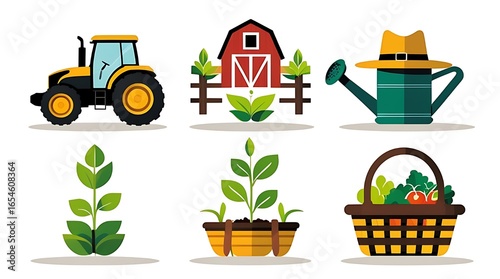 A Picture Of Colorful Flat Icons for Agriculture and Farming