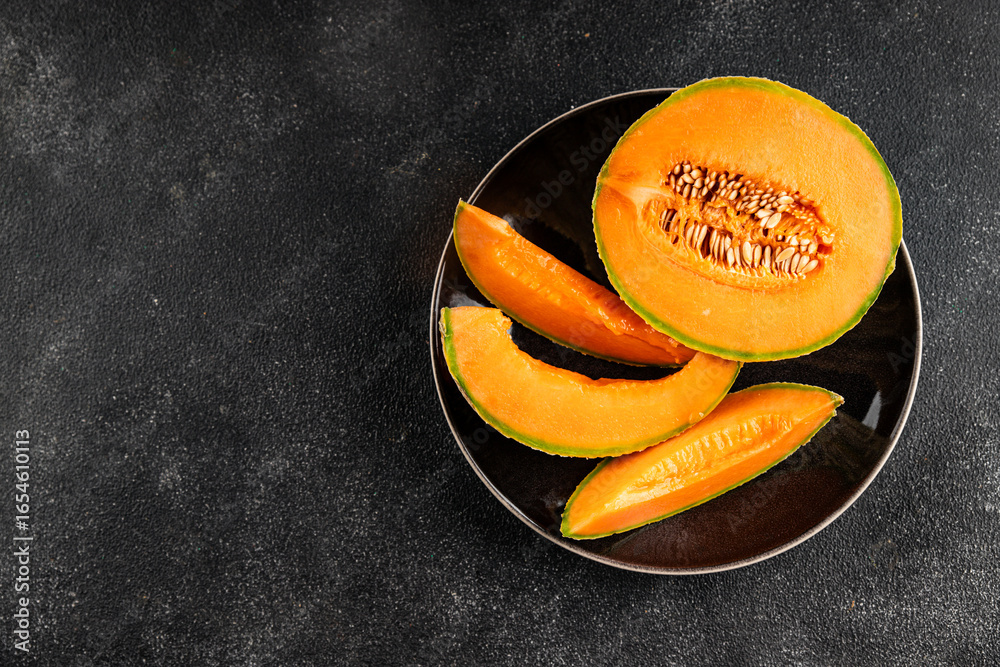 Melon Charente ripe sweet fruit tasty snack fresh delicious gourmet food background on the table rustic food top view copy space keto and paleo diet vegan and vegetarian food Melon Charente ripe sweet fruit tasty snack fresh delicious gourmet food background on the table rustic food top view copy space keto and paleo diet vegan and vegetarian food
