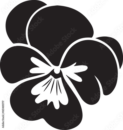 Elegant silhouette style vector minimal black pansy logo design, simple floral icon illustration, modern emblem for branding, beauty, gardening, wellness, floral design, nature, creative business iden