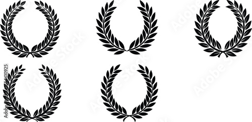 Collection of Elegant Black and White Laurel Wreaths Vector Graphics for Design Projects