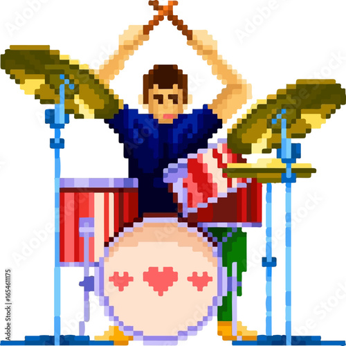 drummer boy pixel art style illustration